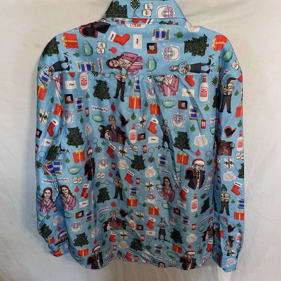 Rsvlts Men’s “The Office” Dress Shirt Size XL Blue Graphic Print Comfort Fun NWT - Picture 9 of 13